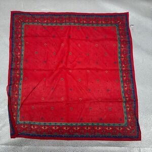 Ginnie Johansen Womens Vintage 1986 Scarf Red Bandana Western Folk Made In Japan